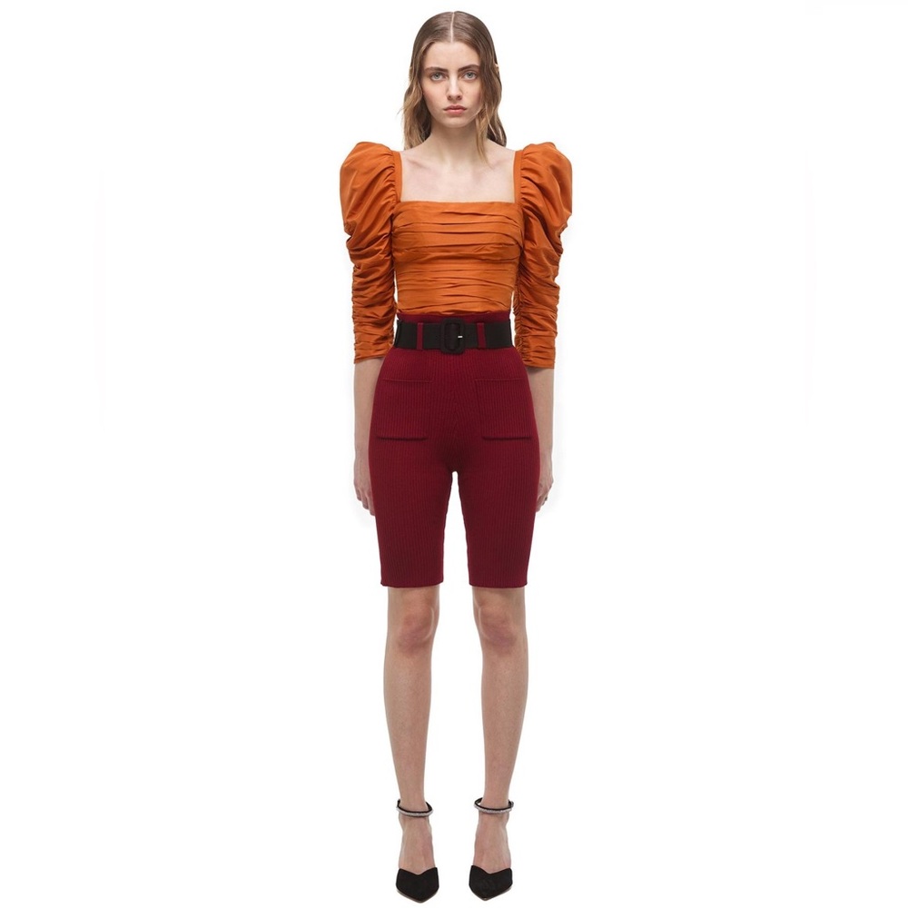 Self-Portrait Cinnamon Taffeta Top